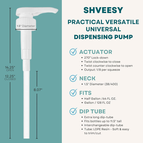 Gallon Pump Dispenser - for Plastic or Glass Bottles – Heavy-Duty Leak Proof for Commercial and Household Use - Plastic Pump for Gallon Jug – Non-...