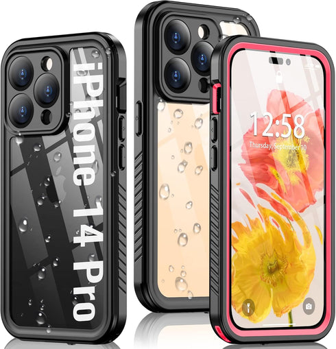 Oterkin for iPhone 14 Pro Case Waterproof,Shockproof Bumper Case with Built-in Screen Protector,Dustproof Anti-scratch Anti-stain Phone Case for i...