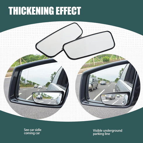 2 PCS Car Rearview Mirror Blind Spot Mirror, 3.7 x 1.4" Curved Rectangular Mirror to Expand Field of View, Angle Adjustable Reversing Parking Auxi...