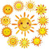 gisgfim 60 Pcs Sunshine Decorations Sun Cutouts 12 Designs Summer Bulletin Board Decoration Happy Sun Bulletin Board Cutouts Decor for Spring Suns...