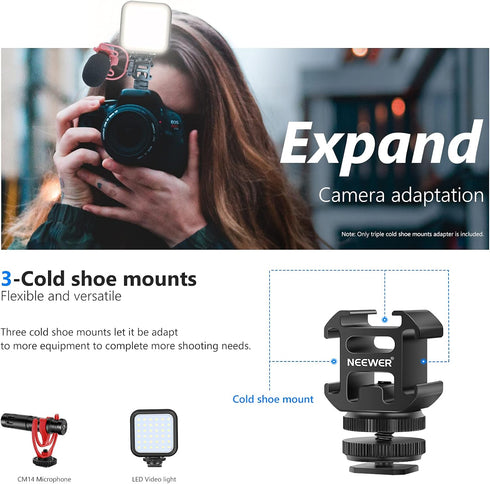 NEEWER Hot Shoe Mount Adapter for Camera Light Field Monitor Video Mic LED Shoe Mount Compatible with Canon Nikon Camera Camcorder...