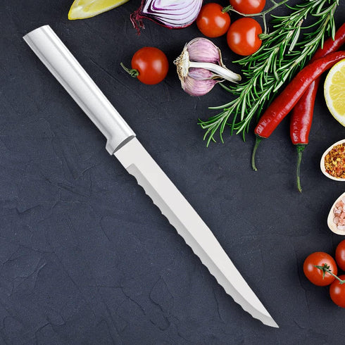 RADA Cutlery Serrated Slicer Knife (R138), 7" Stainless Steel Hollow Ground Serrated Blade, Made in USA, Silver Handle...