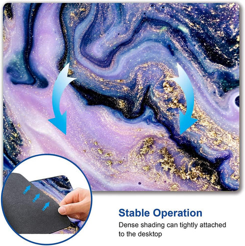 Mouse Pad, Purple Navy Gold Marble Mouse Pad, Premium-Textured Marbling Mouse Mat Square Waterproof Non-Slip Rubber Base Computer Mousepads for Of...