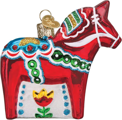 Old World Christmas Swedish Dala Horse Glass Blown Ornaments for Christmas Tree...