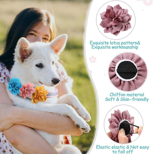 20 Pieces Dog Collar Flowers Multi Color Pet Flower Bow Ties Flower Collars for Dogs Grooming Cat Puppy Dog Flowers for Collars Dog Charms Collar ...