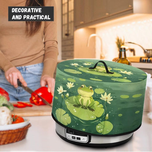 Green Dust Covers for Kitchen Appliances Frog Lotus Leaf Crock Pot Cover Slow Cooker Dust Cover Dustproof Kitchen Decor Assecories Protective Cove...