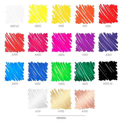 ARTEZA Oil Based Paint Markers, 20-Pack, 18 Unique Colors, 1.3 mm Line, Small Barrel, Permanent Pens, Art Supplies for Stone, Wood, Glass, Canvas...