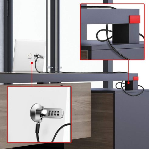 Computer Laptop Cable Lock • Slot Plate 6.23ft Cable • Security Computer Combination Lock • 4 Digital Password Protection Cable • Anti Theft Lock ...