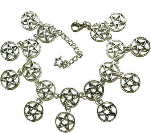 Pentagram Link Bracelet or Anklet Pentacle Wicca Wiccan Witch Pagan...