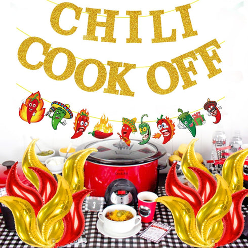 Chili Cook Off banner Decorations, cooking Chili Contest Tasting Competition Party Banners Chili Festival Party Supplies for Kitchen decorations f...