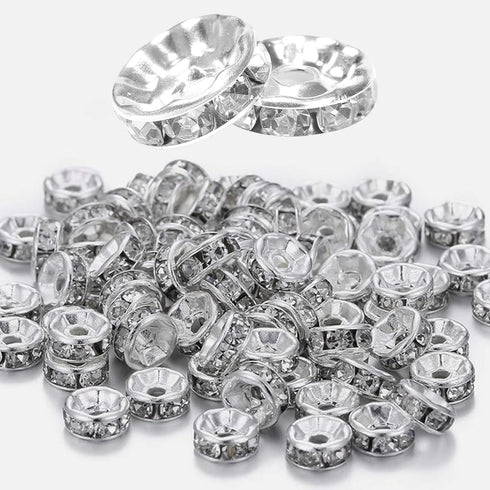 900 Pieces Round Rondelle Spacer Beads for Jewelry Making?Bead Charms?Rhinestone Beads over gild?Round Beads for Bracelets?Bead Bracelet Kit?Charm...