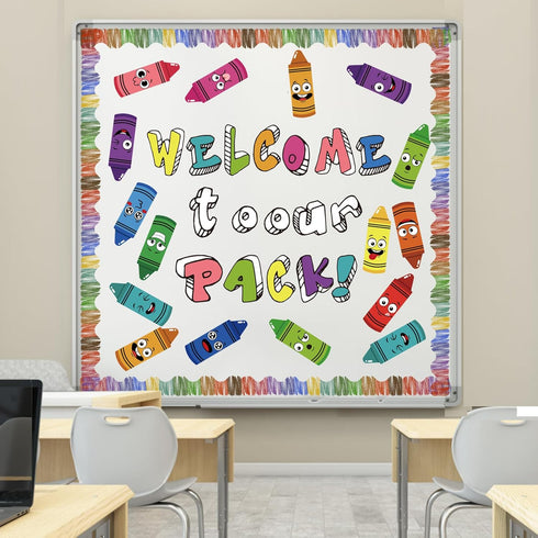 CANIPHA 79Pcs Classroom Bulletin Board Sets, Classroom Themes Decoration Sets, Back to School Bulletin Board Crayon Cutouts with Border Trims for ...