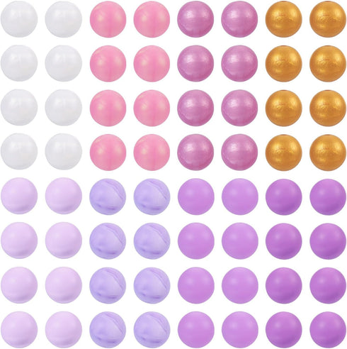 Beadthoven 80pcs 15mm Purple Silicone Beads 8 Colors Silicone Beads for Keychain Making DIY Necklace Bracelet Beads Set Bulk Round Ball Round Rubb...