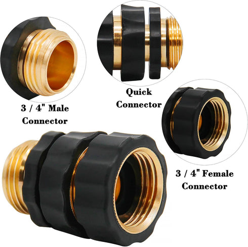 Triumpeek 3/4" Garden Hose Connector, 6 Sets Garden Hose Quick Connect Fittings, Male and Female Quick Release Garden Hose Connector...