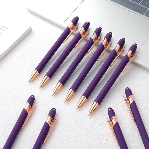 12 PCS 2 in 1 Stylus Ballpoint Pens Pen with Stylus Tips, 1.0 mm Black Ink Metal Pen Stylus Pens for Touch Screens,12 Pens and 12 Refills(Rose gol...