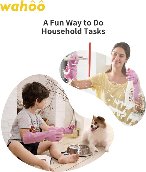 wahoo 3 Pairs Skin-Friendly Cleaning Gloves, Reusable Dish Washing Gloves with Flocked Cotton Liner, Dishwashing, Kitchen, Mauve Mist, Small...