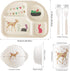 Bamboo Toddler Dinnerware Set,5Pcs Kids Dinnerware Set,Bamboo Kids Plates and Bowls Set,Kids Dishes Dinnerware Sets with Plate,Bowl,Cup,Fork and S...
