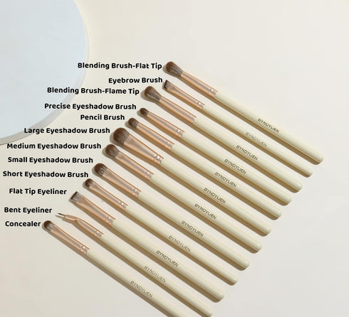 Eyeshadow Brush Set, Concealer, Eyeliner and Eyebrow Brush, 12-Pieces Eye Makeup Brushes with Soft Synthetic Fiber and Wood Handle...