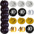 Black & Gold Glittery Happy 40th Birthday Banner,Poms,Sparkling 40 Hanging Swirls Kit for 40th Birthday Party 40th Anniversary Decorations...