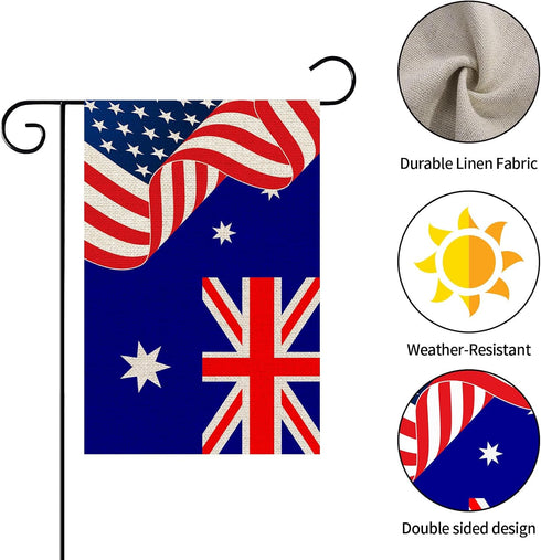 America Australia Garden Flag/America & Australia Yard House Lawn Sign/National Flag Door Yard Lawn Sign Decor/National Friendship Outdoor Decorat...