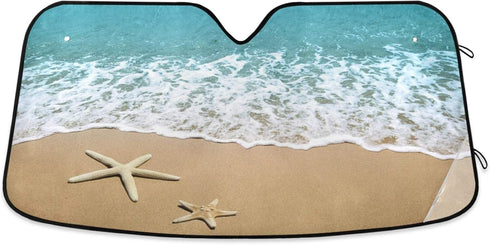 Starfish Beach Car Windshield Sun Shades Blocks UV Rays Sun Visor Protector Foldable Sun Reflector to Keep Your Vehicle Cool...