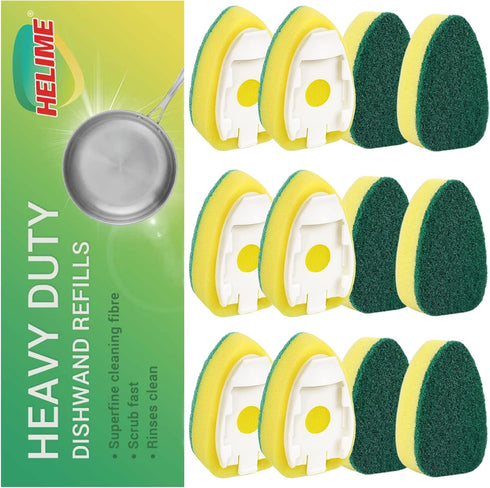 Dishwand Refills Sponges Heads - Non Scratch Dish Wand Refill Replacement, Heavy Duty Scrub Dots Brushes Dispenser, Soap Dispensing Scrubbers, Dis...