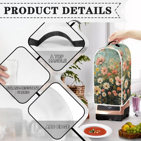 Blender Cover Dust Cover Floral Food Processor Cover with Top Handle Small Kitchen Appliance Covers Anti Fingerprint Coffee Maker Cover Kitchen De...