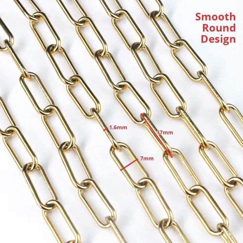16.4 Feet (7mmX17mm) 18K Gold Plated Stainless Steel Chain Oval Paperclip Link Chains Bulk with Jump Rings Lobster Clasps Extender Chain for DIY J...