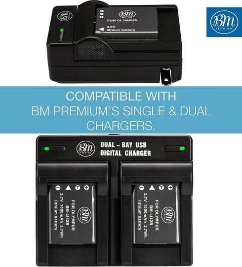 BM Premium 2-Pack of LI-42B Batteries for Olympus Stylus 1040, 1050W, 1060, 1070, 1200, 7000, 7010, 7020, 7030, 7040, Tough 3000, TG-310, TG-320, ...
