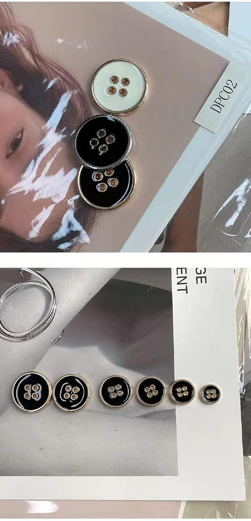 12PCS Four-Eye Metal Button Suit Buttons Crafts Button Decorative Buttons for Sewing DIY (10mm, Black Gold)...