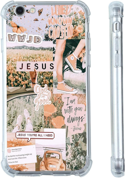 Christian Aesthetic Collage Case for iPhone 7/8/SE 2020, Christian Faith Positivity Motivational Jesus Graphic Case for Women Men, Unique Trendy S...