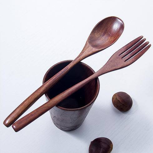 Reusable Wooden Utensils for Eating 8 Pcs Travel Wooden Spoons Forks Chopsticks Cutlery Set with Case Portable Lunch Utensils Silverware Set for L...