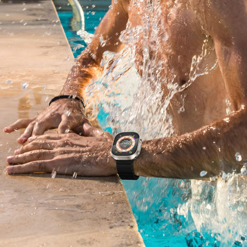 WINGLE 2 in 1 Waterproof Case for Apple Watch Ultra 2 Screen Protector 49mm Case Cover, 2 Pack 360 Protective Glass Face Cover Hard PC Bumper + Ba...