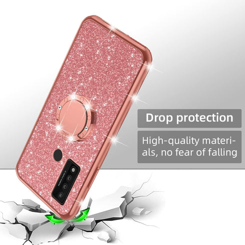 nancheng Case for TCL 20 XE 6.5-inch (Not Fit 20 SE), Case for TCL 20 XE Cute Girls Women Glitter Luxury Soft Silicone Clear Cover with Stand Shoc...
