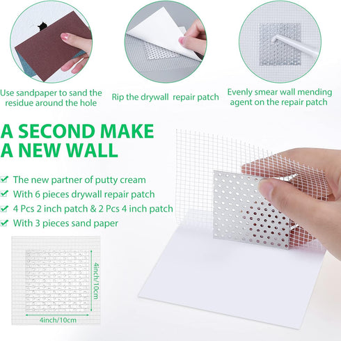 Drywall Repair Kit, Drywall Hole Patch Kit Spackle Puddy Wall Repair Large Hole Patch Kit, Wall Mending Agent with Scraper Easy to Fill The Holes ...