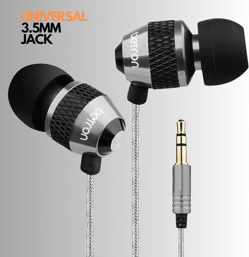 Betron B25 Earphones, Noise Isolating in-Ear Wired Headphones with Strong Bass, Tangle-Free Cord, Lightweight, Carry Case and Soft Earbud Tips (Bl...