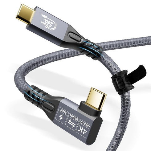 CABLEDECONN USB C 3.2 Gen-2 240W Curved Extension Cable 2m 6.6ft Data Transfer 20Gbps 48V/5A Charging Cable Type-C 4K Video Output Compatible with...