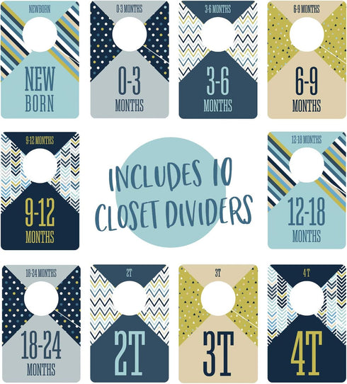 Baby Boy Closet Clothing Dividers/Closet Organizer for Baby Clothes Newborn to 4T / 4" x 6" Boy Nursery Clothes Size Dividers...