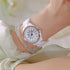 Gosasa Womens Luxury Wrist Watch Fashion Rhinestone White Ceramic Watch Casual Lady Nice Dress Watches (Black)...