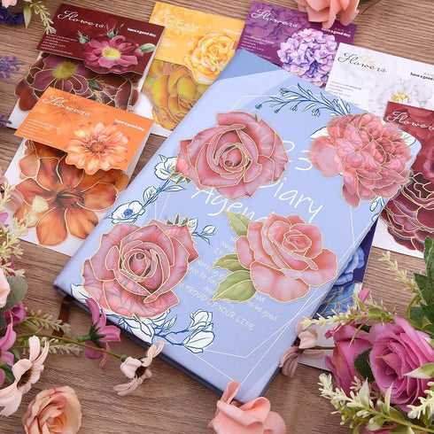 80pcs Floral Stickers,Flower Stickers,Scrapbook Stickers,Holographic Sticke for Large Floral Stickers Journal Supplies Aesthetics with Sticker Scr...