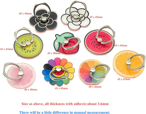 Crystal Flower Fruit Shape Ring Stent 360°Rotation Finger Ring Grip Cell Phone Ring Holder Stand (Strawberry)...