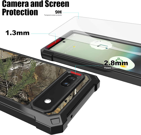 Ailiber Pixel 6A Phone Case, Google 6 A Case with Screen Protector Tempered Glass, Dual Layer Structure Protection, Shockproof Corner TPU Bumper, ...
