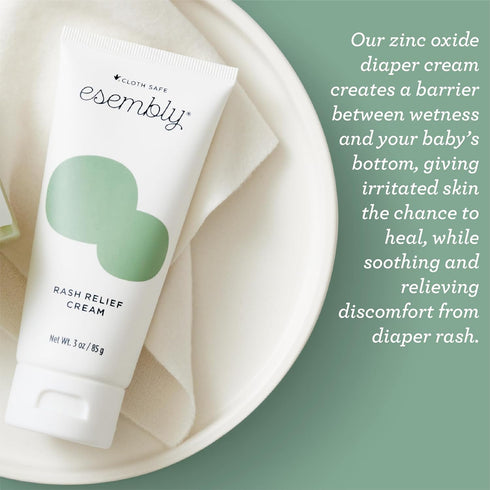Esembly Rash Relief Cream, Organic and Cloth Friendly Zinc Oxide Barrier Cream, Soothes and Heals Diaper Rash, Natural Aid for Baby Bottom Discomf...