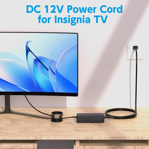 LJO-EEIH 12V Power Cord Compatible with Insignia TV 19" 20" 24" 28" 32"; NS-32E440A13, NS19E310A13, NS19E310NA15, NS24ED200NA14, NS24ED310NA15, NS...