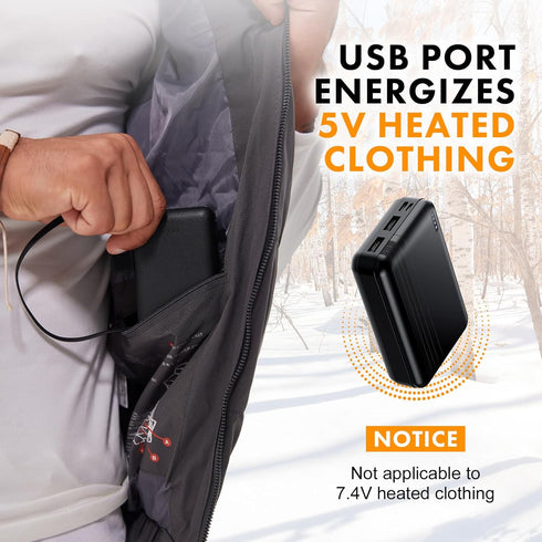 5v/2a 10000mah Heated Vest Heated Jacket Battery Pack Power Bank for Electric Heating Vests Heated Jackets Coats Hoodies Pants Dedicated Battery f...