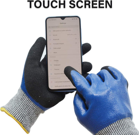 Durable Gardening Gloves for Men, Heavy Duty Nitrile Garden Gloves, Double Coated Work Gloves, Cut Resistant, Puncture Proof, Water Resistant, Tou...