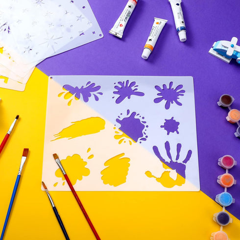 10 Pieces Stain and Splatter Stencils Shoe Stencils Graffiti Stencils DIY Art Stencils for Painting on Wood, Canvas, Paper, Fabric, Floor, Wall...