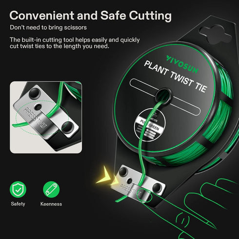 VIVOSUN 328 Feet (100m) PE-Coated Twist Ties, Garden Plant Ties with Cutter for Gardening, Outdoor Garden Twine Reuseable for Climbing Supporting ...