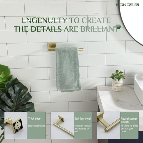 KOKOSIRI Bathroom Towel Bar Gold Hand Towel Holders Wall Mount Toilet Kitchen Cabinet Paper Holder Stainless Steel Bath Accessories, B3008BG...