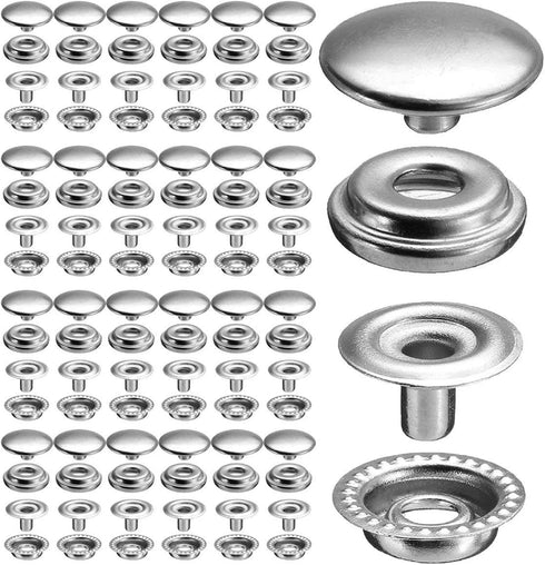 108pcs 15mm Stainless Steel Fastener Snap Press Stud Cap Button Marine Boat Canvas Line 24(4 Components, 5pcs for Each)...